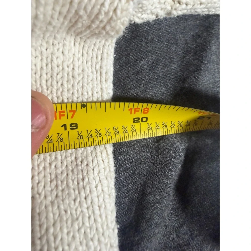Vintage 80s LL Bean Cardigan Sweater Cream Cotton Knit V-Neck Button Front 797